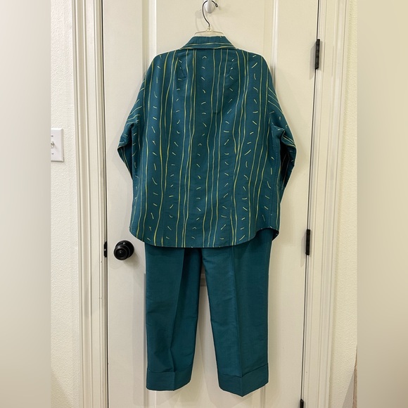 Debra DeRoo Silk Pants Set Women’s Size L Embroidered Button Down Artsy Artist - Picture 4 of 16